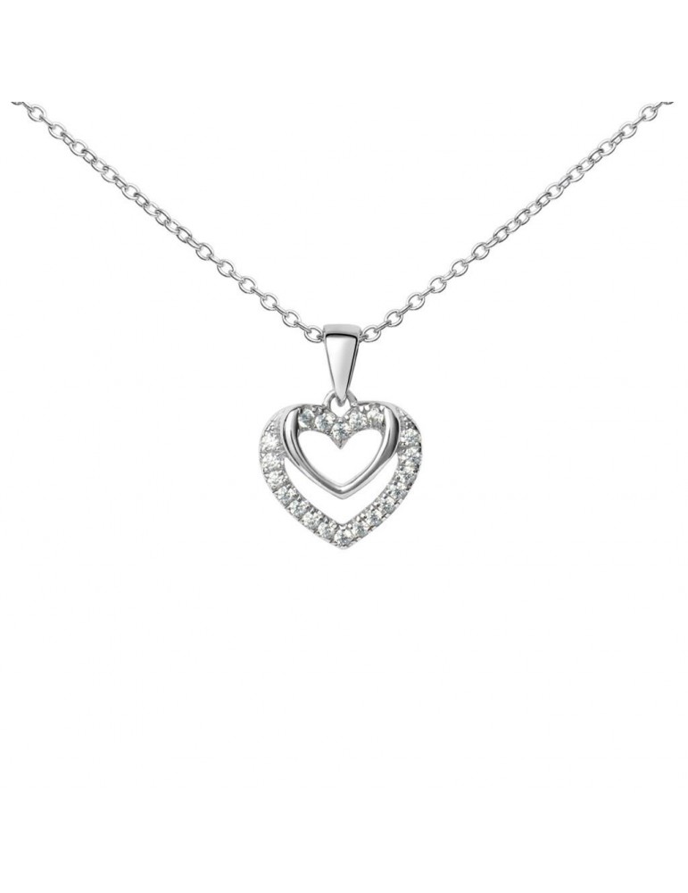 Stroili | Silver Moments | Collana in argento 925‰ con doppio cuore zirconi bianchi | 1669889