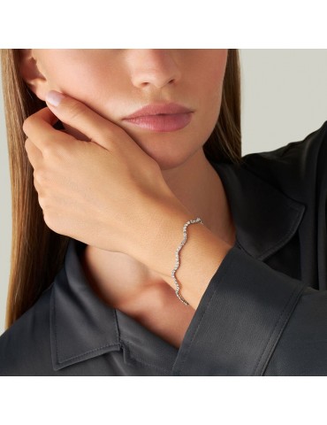 Stroili | Romantic Shine | Bracciale tennis ondulato in ottone con cristalli bianchi | 1689001