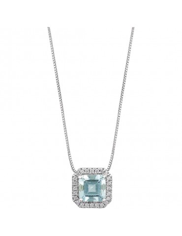 Comete Gioielli | Azzurra Prestige | Collana in Oro 750‰ con Diamanti E Acquamarina | GLQ 312