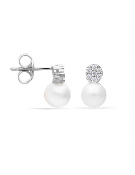 Stroili | Silver Pearls | Orecchini in argento 925‰ con perle sintetiche e zirconi bianchi | 1662644