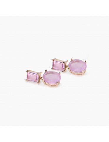 Mabina gioielli | Santorini | Orecchini in argento 925‰ rosato con fusion stone rosa | 563792