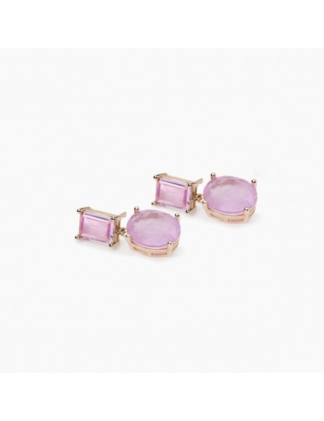 Mabina gioielli | Santorini | Orecchini in argento 925‰ rosato con fusion stone rosa | 563792