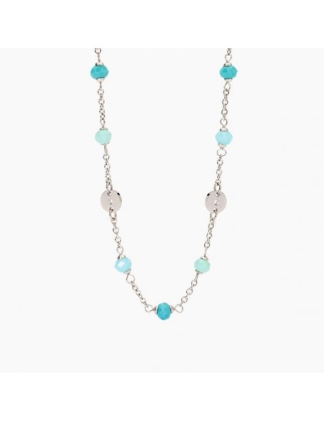 2Jewels | Collana in acciaio con glass azzurro e cristalli bianchi | 251944