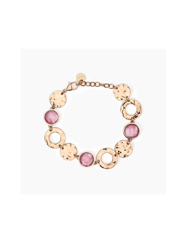 2Jewels | Bracciale in acciaio PVD rosato con glass viola | 232539