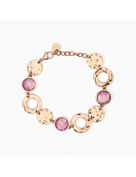 2Jewels | Bracciale in acciaio PVD rosato con glass viola | 232539