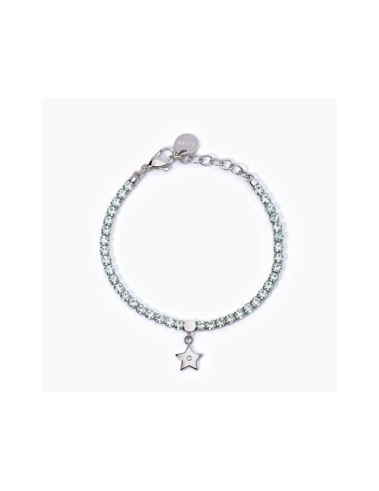 2Jewels | Bracciale tennis in acciaio con zirconi verdi e stella con cristallo bianco | 232396