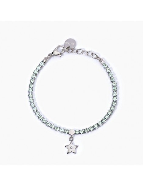 2Jewels | Bracciale tennis in acciaio con zirconi verdi e stella con cristallo bianco | 232396