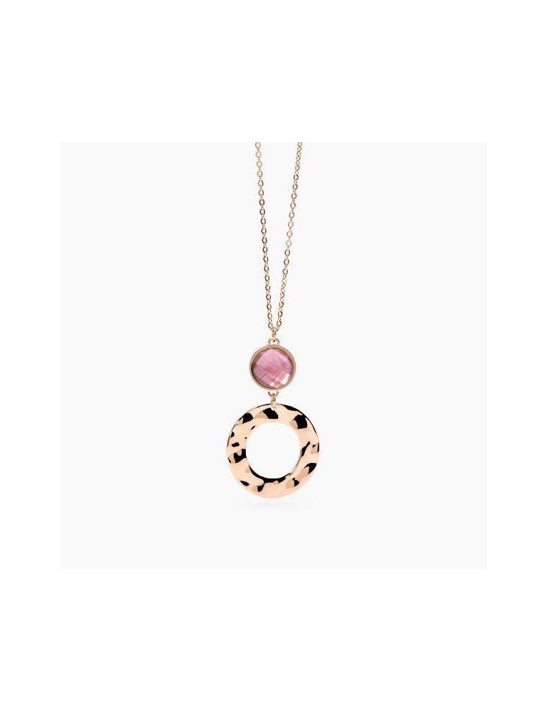 2Jewels | Collana in acciaio PVD rosato con glass viola | 251939