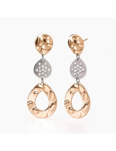 2Jewels | Orecchini in acciaio PVD rosato con cristalli bianchi | 261472