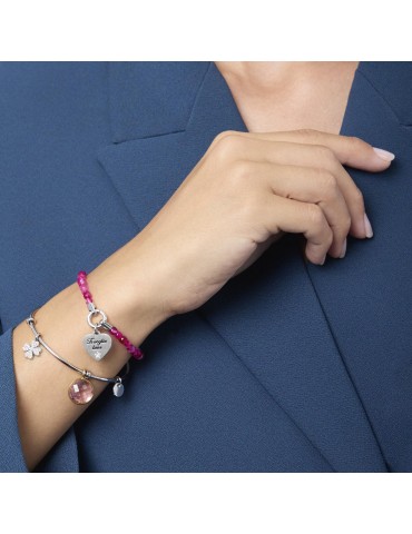 Kidult By You | Mamanonmama | Bracciale in acciaio componibile con agata fucsia | 732201