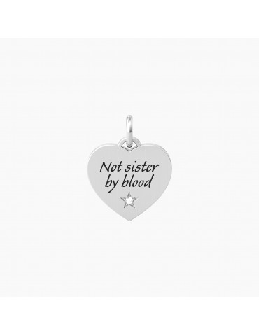 Kidult By You | Sister By Heart | Charm in acciaio con frase e cristallo bianco | 741067