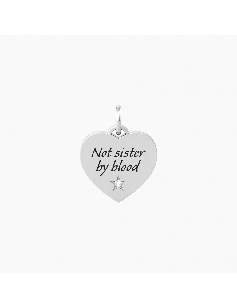 Kidult By You | Sister By Heart | Charm in acciaio con frase e cristallo bianco | 741067