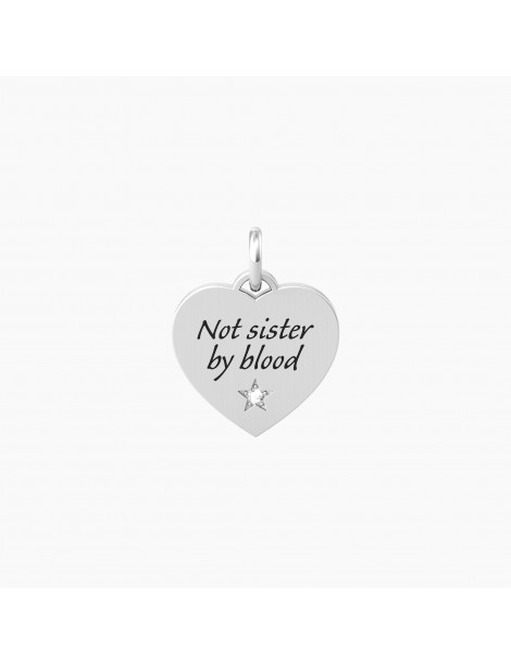 Kidult By You | Sister By Heart | Charm in acciaio con frase e cristallo bianco | 741067