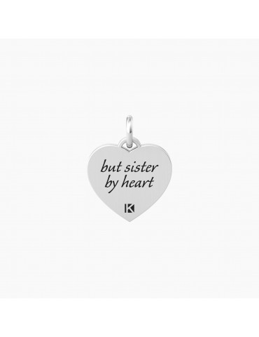 Kidult By You | Sister By Heart | Charm in acciaio con frase e cristallo bianco | 741067