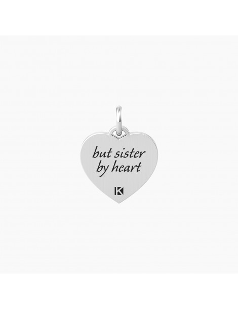 Kidult By You | Sister By Heart | Charm in acciaio con frase e cristallo bianco | 741067