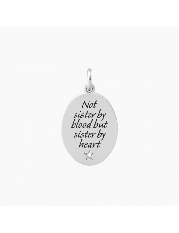 Kidult By You | Sister By Heart | Charm in acciaio con frase e cristallo bianco | 741032