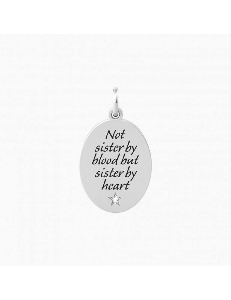 Kidult By You | Sister By Heart | Charm in acciaio con frase e cristallo bianco | 741032