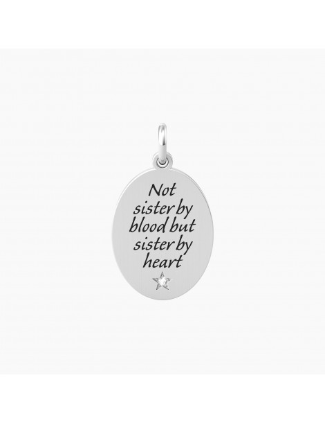 Kidult By You | Sister By Heart | Charm in acciaio con frase e cristallo bianco | 741032