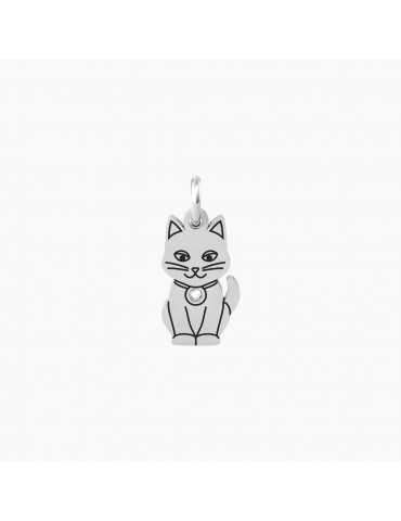 Kidult By You | Gatto | Amicizia | Charm gatto in acciaio con cristallo bianco | 741050