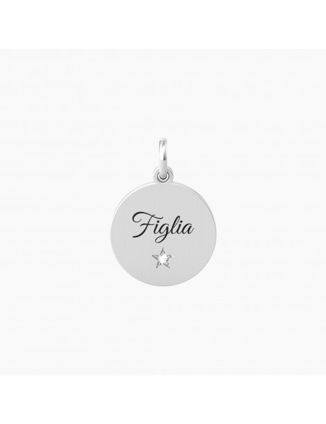 Kidult By You | Figlia | Amore | Charm in acciaio con frase e cristallo bianco | 741009