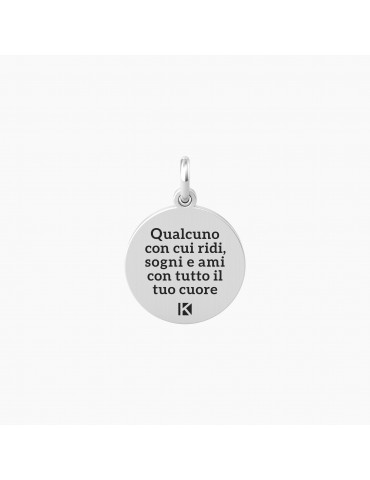 Kidult By You | Figlia | Amore | Charm in acciaio con frase e cristallo bianco | 741009