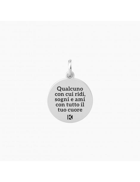 Kidult By You | Figlia | Amore | Charm in acciaio con frase e cristallo bianco | 741009