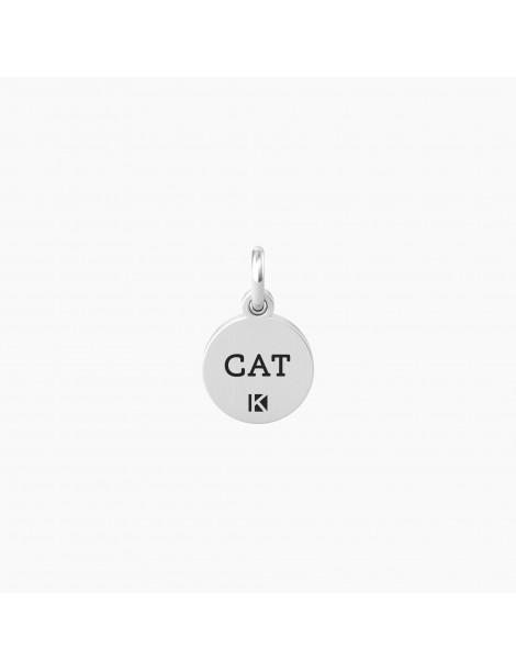 Kidult By You | Gatto | Amore | Charm in acciaio con scritta e cristallo bianco | 741053