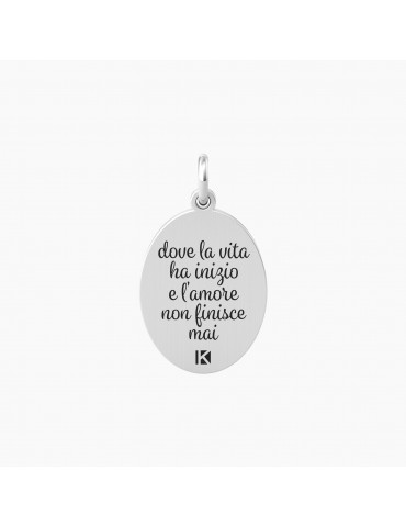 Kidult By You | Famiglia | Vita | Charm in acciaio con scritta e cristallo bianco | 741031