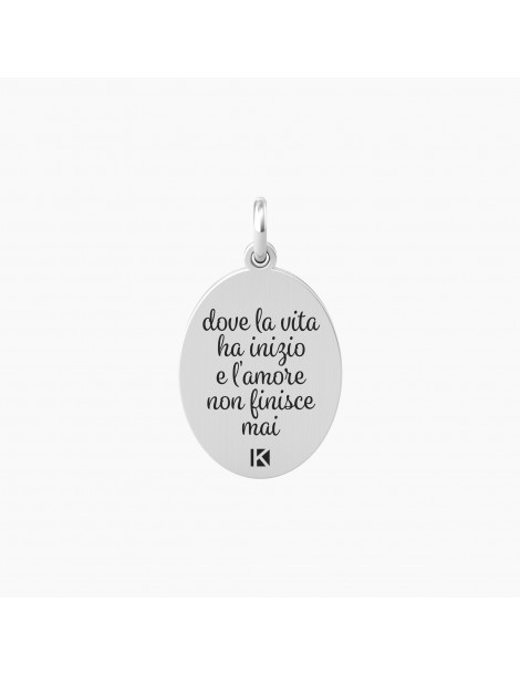 Kidult By You | Famiglia | Vita | Charm in acciaio con scritta e cristallo bianco | 741031