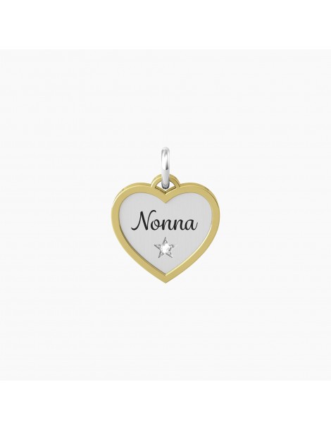 Kidult By You | Nonna | Dolcezza | Charm in acciaio dorato con scritta e cristallo bianco | 741068