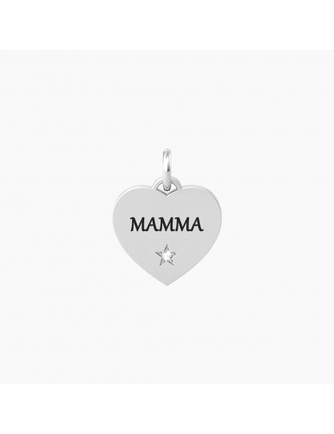 Kidult By You | Mamma | Felicità | Charm in acciaio con scritta e cristallo bianco | 741066