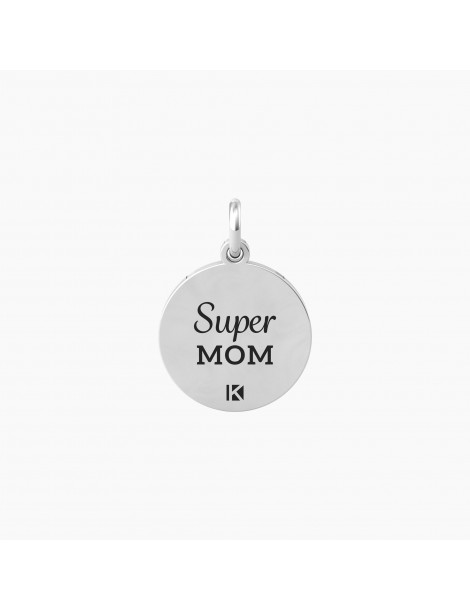 Kidult By You | Cuore | Super Mom | Charm in acciaio con scritta e cuore con cristalli bianchi | 741058