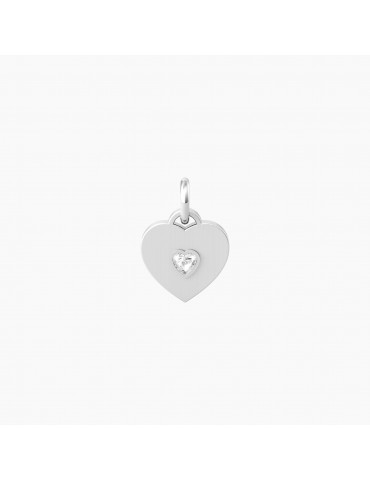 Kidult By You | Cuore| Mom | Charm in acciaio con scritta e cristallo bianco | 741055