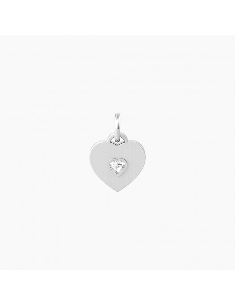 Kidult By You | Cuore| Mom | Charm in acciaio con scritta e cristallo bianco | 741055