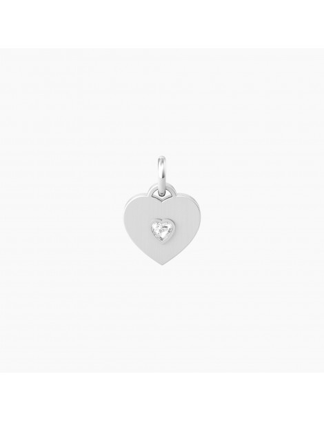 Kidult By You | Cuore| Mom | Charm in acciaio con scritta e cristallo bianco | 741055