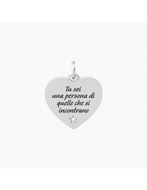 Kidult By You | Cuore | Vita | Charm in acciaio con scritta e cristallo bianco | 741059