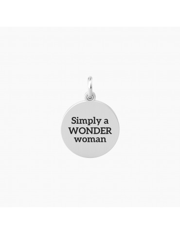 Kidult By You | Simply A Wonder Woman | Charm in acciaio con scritta e cristallo bianco | 741004