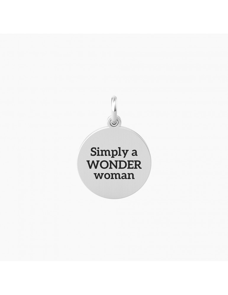 Kidult By You | Simply A Wonder Woman | Charm in acciaio con scritta e cristallo bianco | 741004