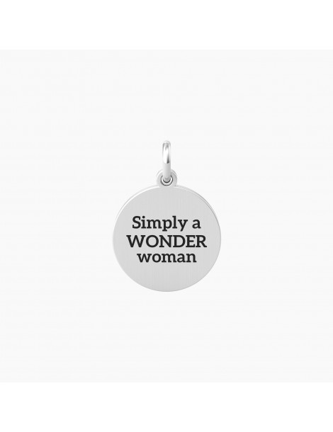 Kidult By You | Simply A Wonder Woman | Charm in acciaio con scritta e cristallo bianco | 741004