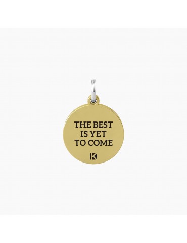 Kidult By You | 18 | The Best Is Yet To Come | Charm in acciaio dorato con scritta e cristallo bianco | 741027