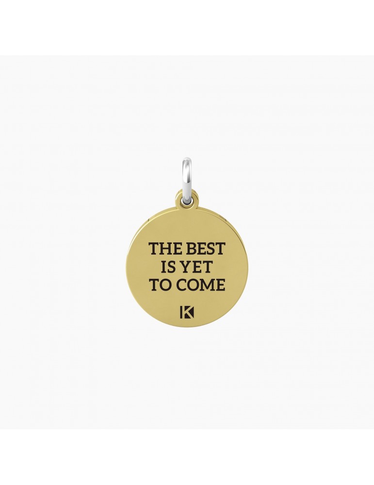 Kidult By You | 18 | The Best Is Yet To Come | Charm in acciaio dorato con scritta e cristallo bianco | 741027