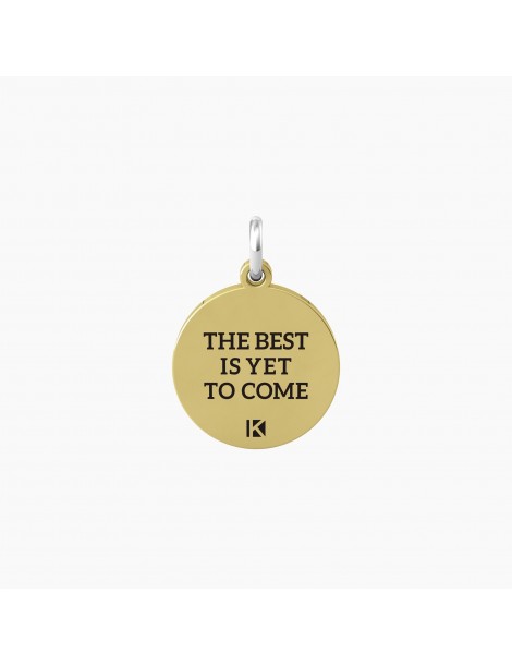 Kidult By You | 18 | The Best Is Yet To Come | Charm in acciaio dorato con scritta e cristallo bianco | 741027