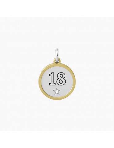 Kidult By You | 18 | The Best Is Yet To Come | Charm in acciaio dorato con scritta e cristallo bianco | 741027