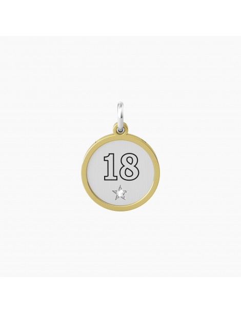 Kidult By You | 18 | The Best Is Yet To Come | Charm in acciaio dorato con scritta e cristallo bianco | 741027