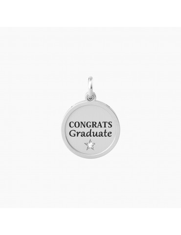 Kidult By You | Graduate | Charm in acciaio con scritta e cristallo bianco | 741011