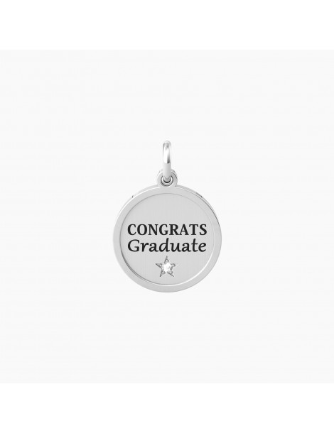 Kidult By You | Graduate | Charm in acciaio con scritta e cristallo bianco | 741011