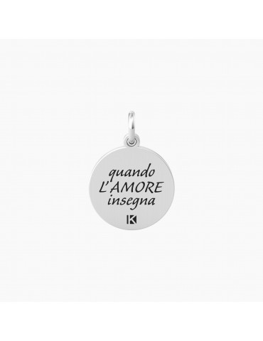 Kidult By You | L'amore Insegna | Charm in acciaio con scritta e cristallo bianco | 741003