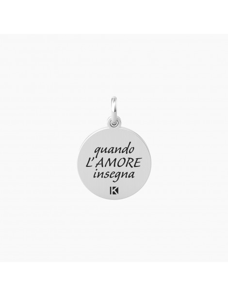 Kidult By You | L'amore Insegna | Charm in acciaio con scritta e cristallo bianco | 741003