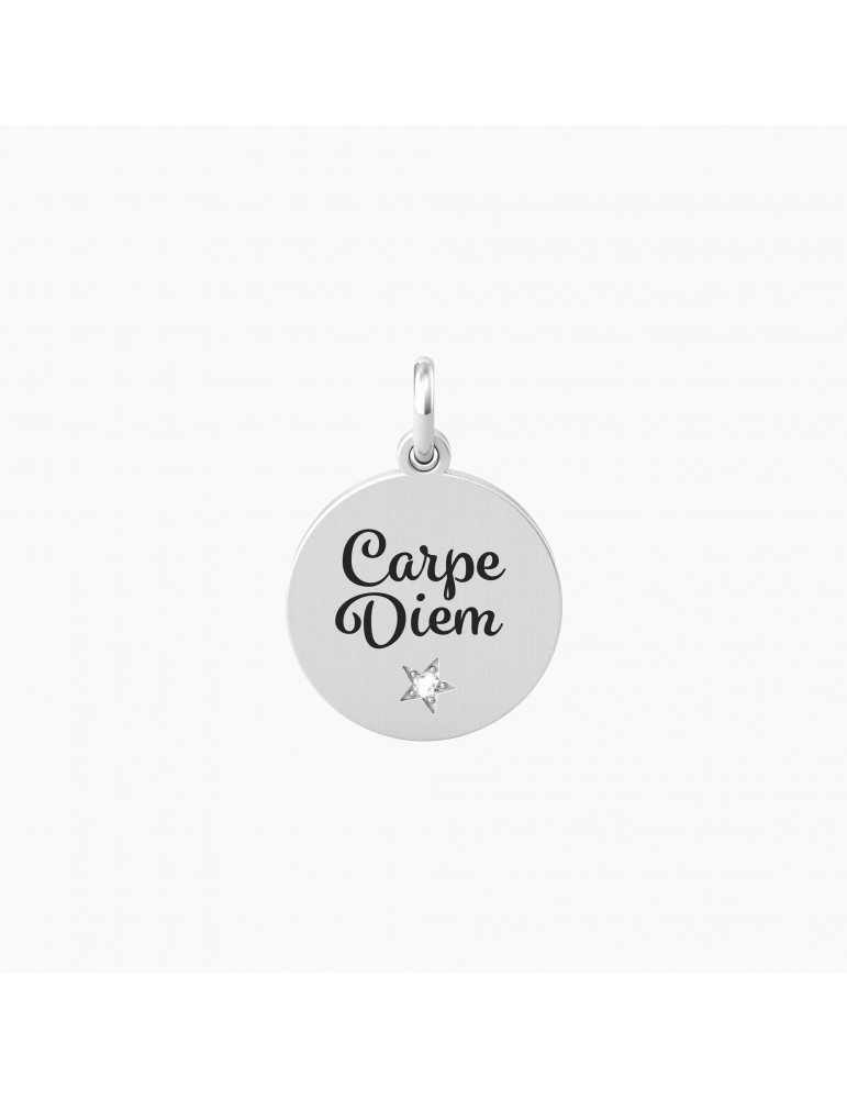 Kidult By You | Carpe Diem | Charm in acciaio con scritta e cristallo bianco | 741015