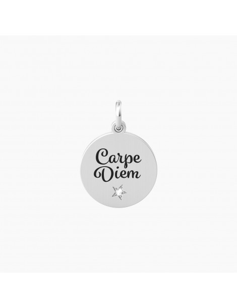 Kidult By You | Carpe Diem | Charm in acciaio con scritta e cristallo bianco | 741015